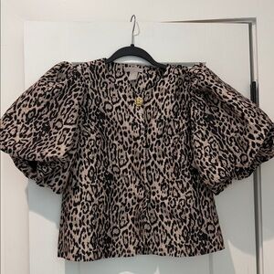 H&M Animal Print Puff Sleeve Blouse